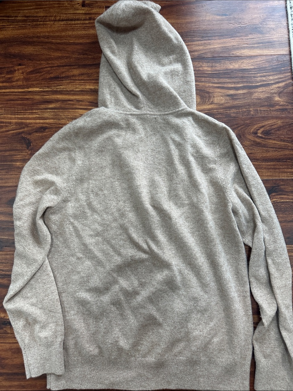 Quince Women’s Mongolian cashmere zip Hoodie Sweater in Oatmeal Beige - Picture 3 of 3